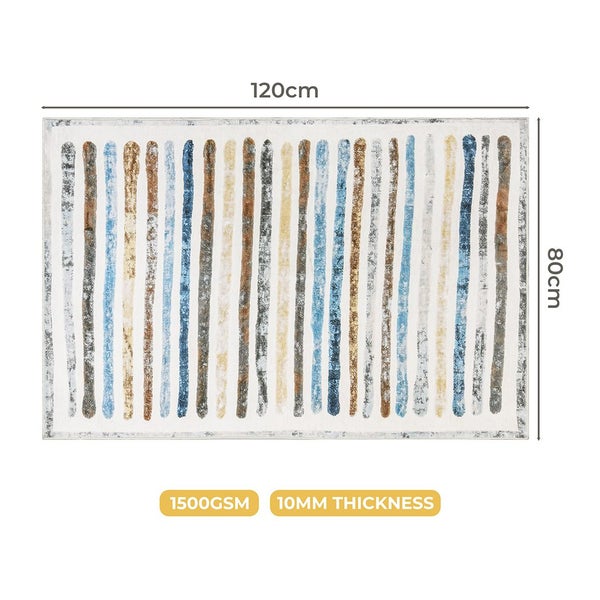 Marlow Floor Rug Short Pile Washable Carpet Soft Plush Non Slip Stripe 80x120 Carousel 2