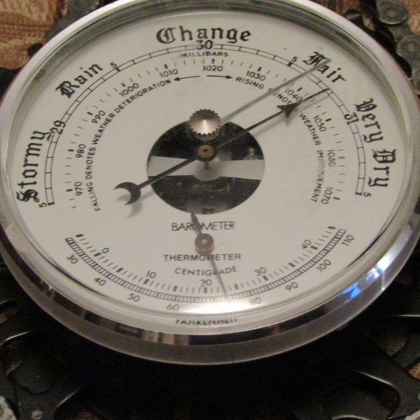 Upcycled Barometer / Thermometer. Ay Up ... On Yer Bike For This Chain Event.62864736855939112
