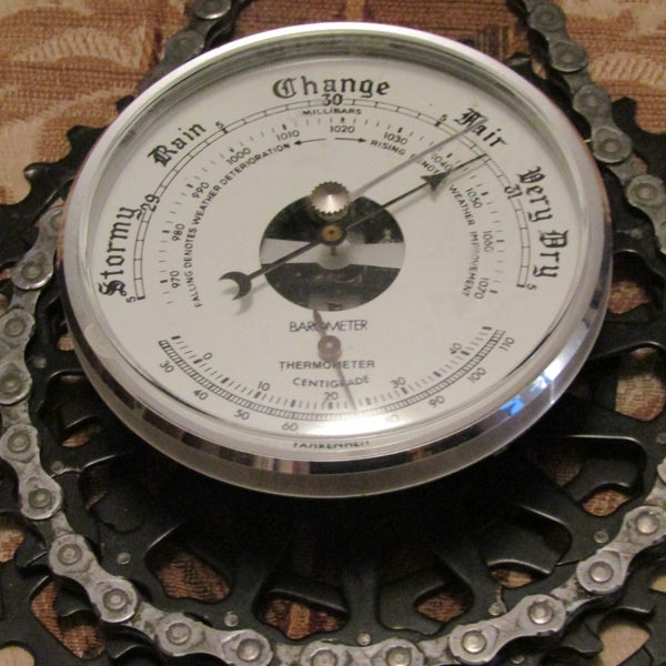 Upcycled Barometer / Thermometer. Ay Up ... On Yer Bike For This Chain Event.62864736855939113