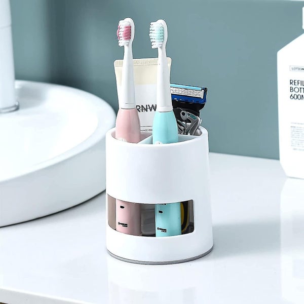 Toothbrush Holder Plastic Toothpaste Holder Stand For Bathroom Vanity Countertop Carousel 1