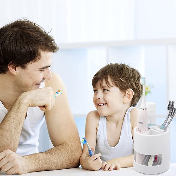 Toothbrush Holder Plastic Toothpaste Holder Stand For Bathroom Vanity Countertop Carousel 2