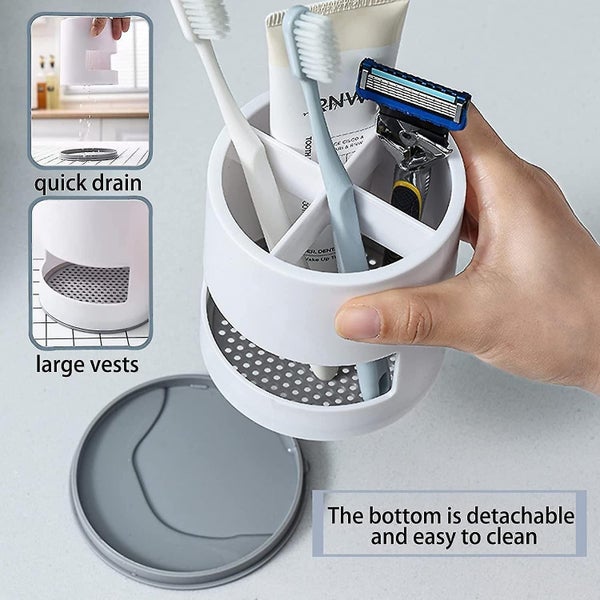 Toothbrush Holder Plastic Toothpaste Holder Stand For Bathroom Vanity Countertop Carousel 3