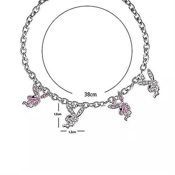 Necklace Stainless Steel Rhinestone Playboy Rabbit Pendant Punk Chain Choker For Carousel 2