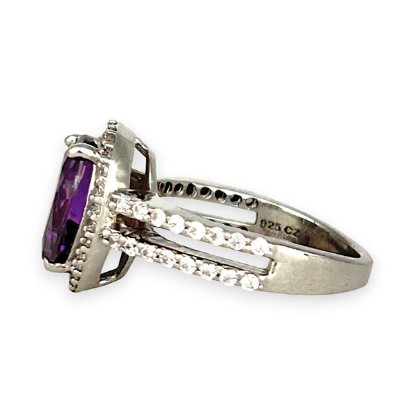 SALE | As New Sterling Silver Teardrop Ring Amethyst & Cubic Zirconia. 569 Carousel 2