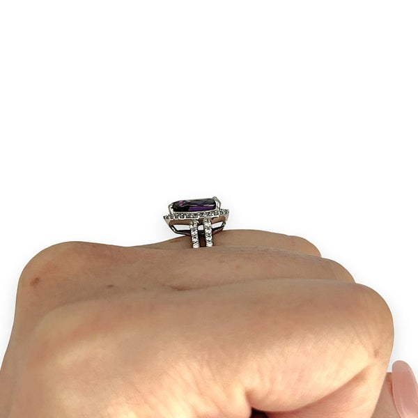 SALE | As New Sterling Silver Teardrop Ring Amethyst & Cubic Zirconia. 569 Carousel 6