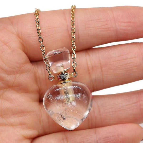 Retro Women's Necklace Lapis Lazuli Heart-shaped Perfume Bottle Pendant Carousel 1