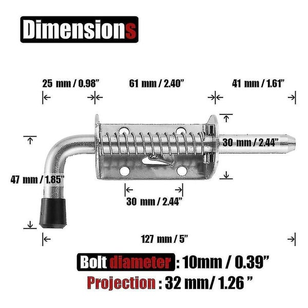 2pcs 5 Inch Stainless Steel Spring Loaded Latch Pin Barrel Bolt 2mm Carousel 2