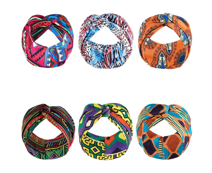 6 Pcs Boho Headbands, Stretch Yoga Sweatbands, Knoted Carousel 1