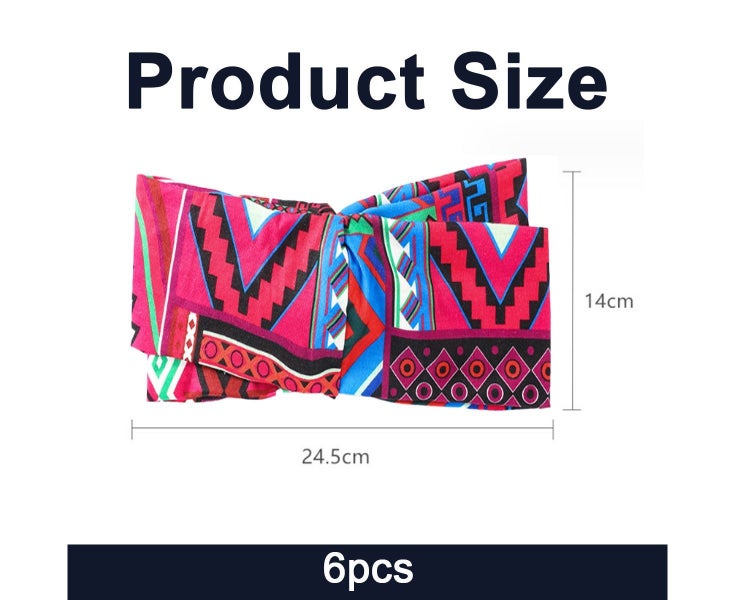 6 Pcs Boho Headbands, Stretch Yoga Sweatbands, Knoted Carousel 4