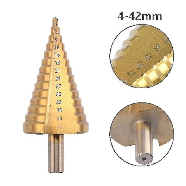 HSS Stepped Taper Drill Bit - 4-42mm, 14 Round Shank Sizes, Cutter Tool Carousel 2