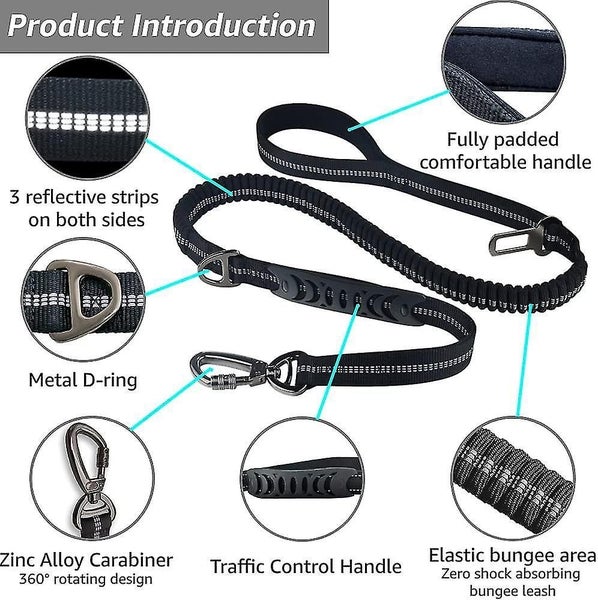 Bungee Dog Lead, Shock Absorbing Bungee Leash With Soft Padded Handle & Traffic Carousel 3