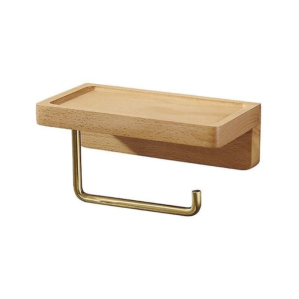 toilet Paper Holder Double Installation Solid Wood Beech Wall Mounted Toilet Pa Carousel 1