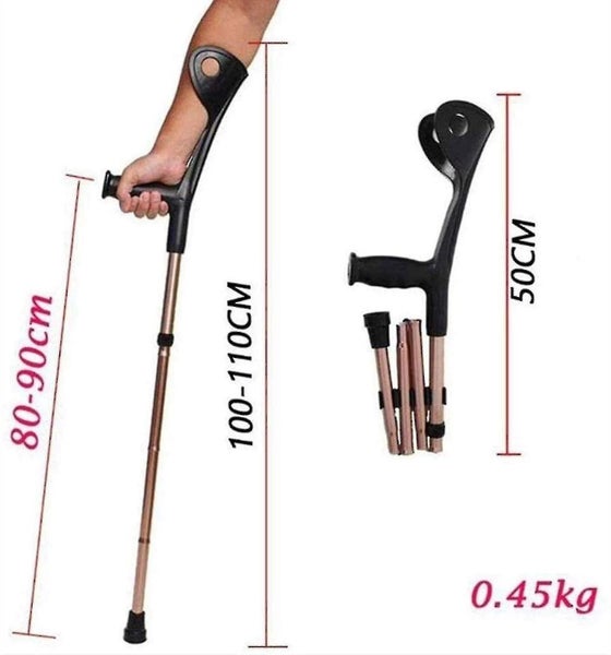 Folding Elbow Arm Adult Crutches - Height Adjustable Arm Cuff, Portable Design Carousel 2
