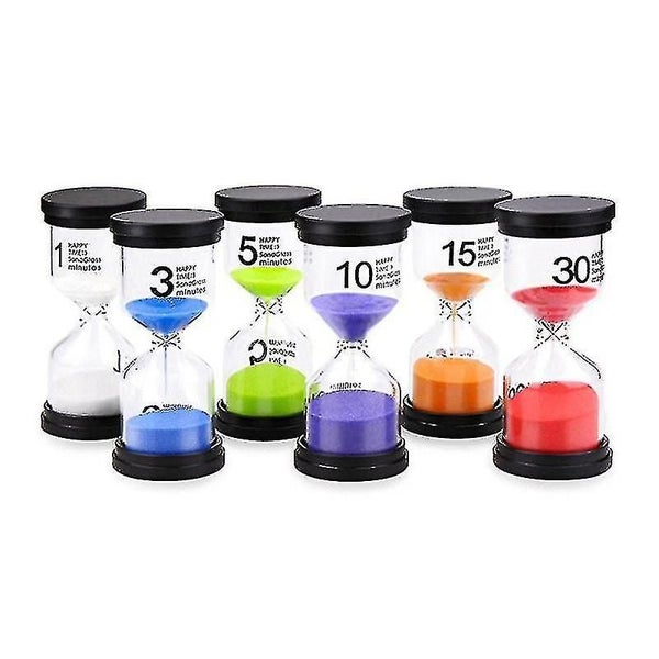 Colorful Hourglass Set Glass Timer For School, Office - 6 Pieces Carousel 2