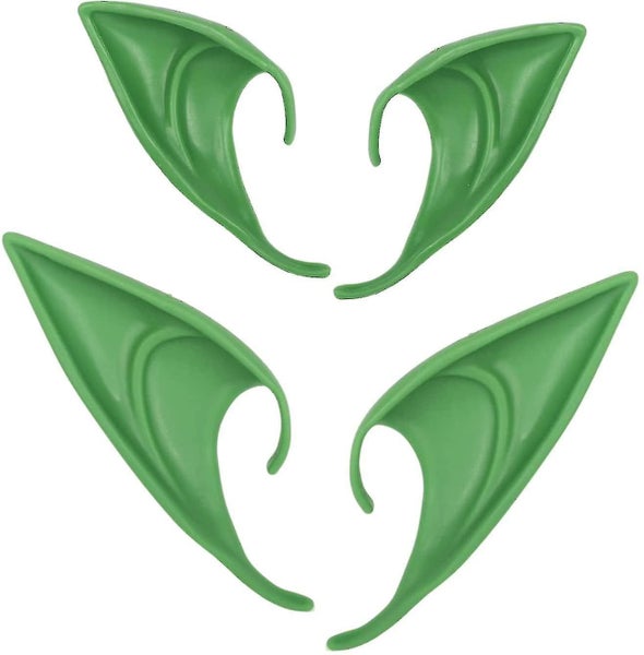 Ssxjx 2 Pairs Green Pixie Ears Cosplay,halloween Latex Elf Ears Costume Party Carousel 1