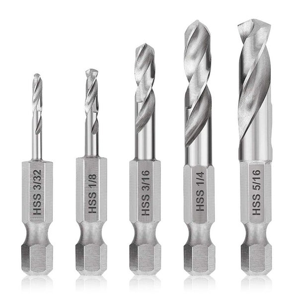1/4'' Shank 5PCS Stubby High Speed Steel M2 Short Length Drill Bit Set for Carousel 1