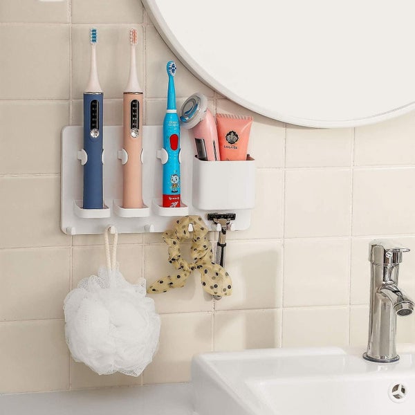 Adhesive Electric Toothbrush Holder Wall Mounted Razor Hanger Bathroom Organizer Carousel 2