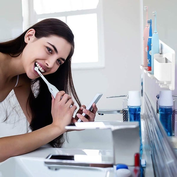 Adhesive Electric Toothbrush Holder Wall Mounted Razor Hanger Bathroom Organizer Carousel 4