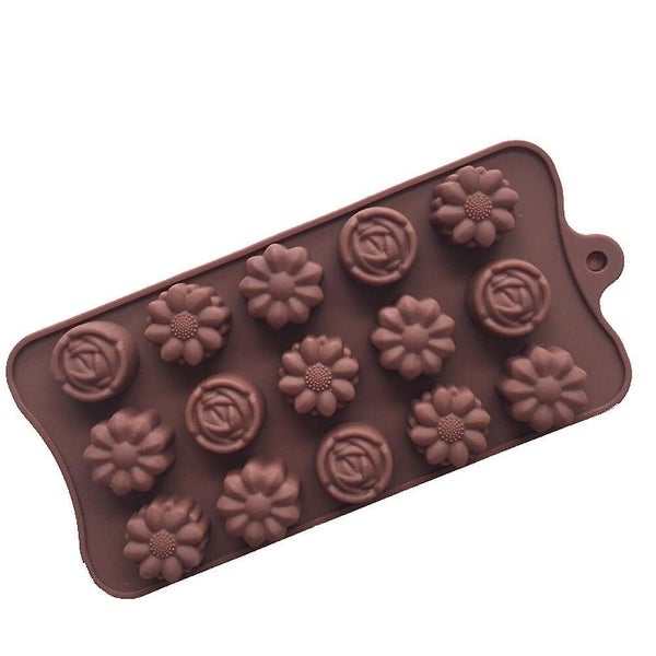 24 Grid Coffee Chocolate Mould Cavity Silicone Flower Rose Chocolate Cake Bake M Carousel 3