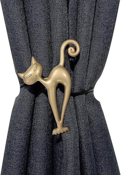 Long-legged Cat Magnetic Curtain Tiebacks, 2 Pack 16 Inch Rope Holdback Decorati Carousel 1