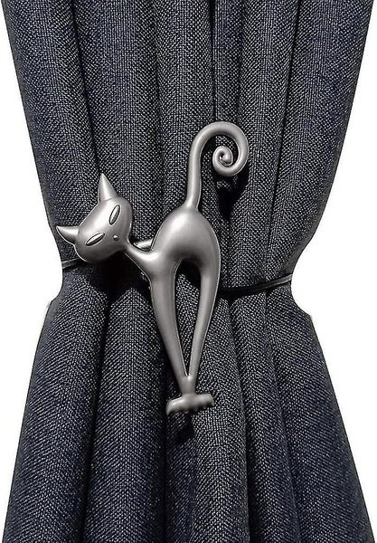 Long-legged Cat Magnetic Curtain Tiebacks, 2 Pack 16 Inch Rope Holdback Decorati Carousel 2