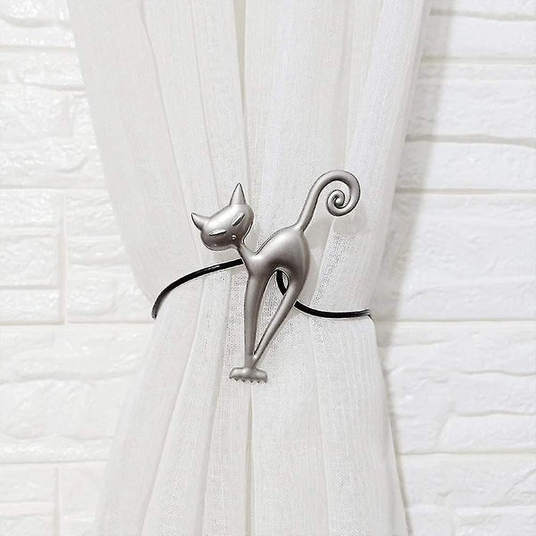 Long-legged Cat Magnetic Curtain Tiebacks, 2 Pack 16 Inch Rope Holdback Decorati Carousel 3