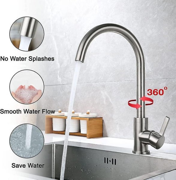 360 Swivel Stainless Steel Kitchen Faucet,cold-hot Water Single Handle Sink Basi Carousel 2