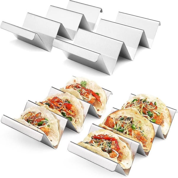 Holders 4 Packs - Stainless Steel Taco Stand Rack Tray Style By, Oven Safe For B Carousel 1