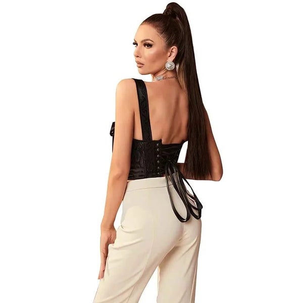 Steampunk Vest Tank Top Brocade Women Plus Size S-6Xl Front Lace Bandage Corset Carousel 8