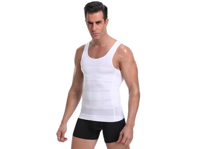 Men's Slimming Elastic Body Shapewear Vest Shirt For Tight Skinny Abdomen Carousel 1