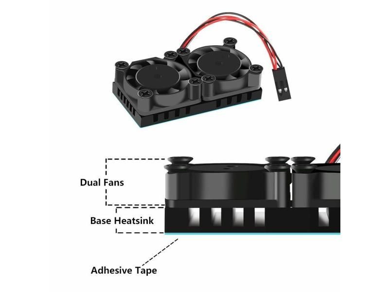 Raspberry Pi 4 Model B Dual Fan Heat Sink Cooling For 4B/3B Carousel 1
