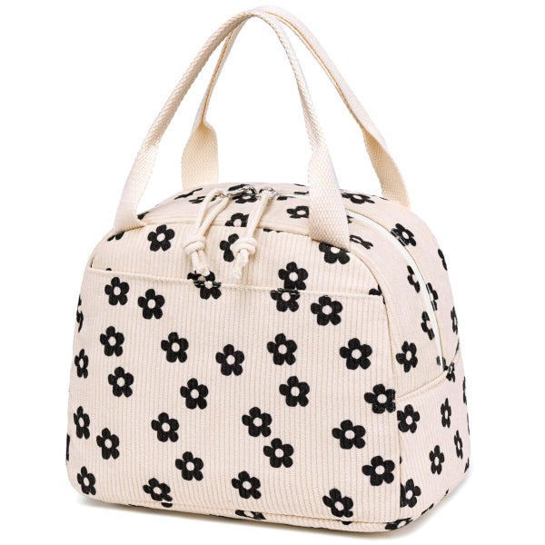 Lunch Bag for Women Men Cute Corduroy Lunch Tote Bags Reusable Insulated Carousel 1