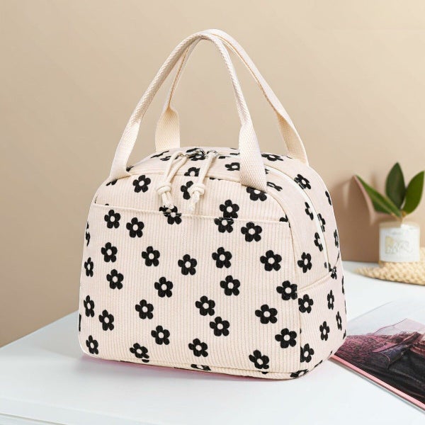 Lunch Bag for Women Men Cute Corduroy Lunch Tote Bags Reusable Insulated Carousel 16