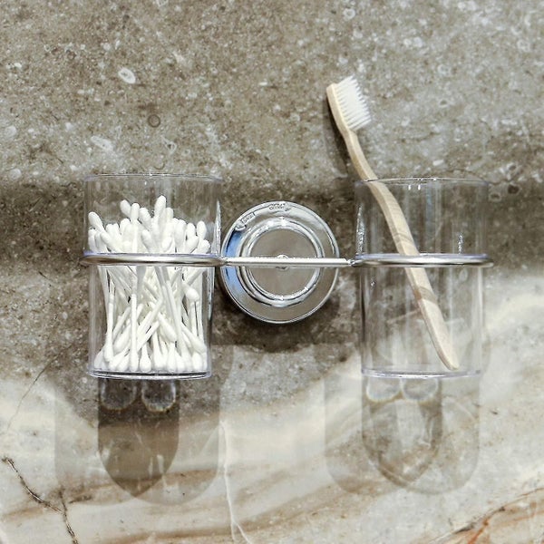 Suction Cup Double Toothbrush Holder | Bathroom Cup Holder | Stainless Steel Too Carousel 2