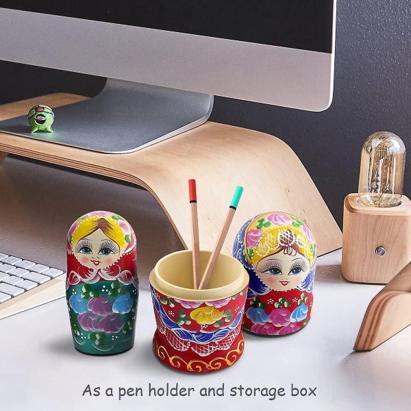 Russian Nesting Dolls Matryoshka Wood Stacking Nested Set 7 Pieces Handmade Toys Carousel 2