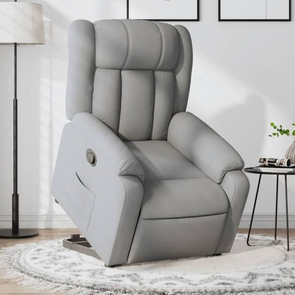 Stand Up Massage Recliner Chair Light Grey Fabric Txbpikx Carousel 1
