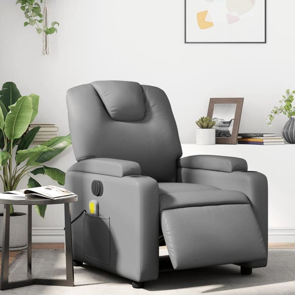 Electric Massage Recliner Chair Grey Faux Leather Txbpppo Carousel 1