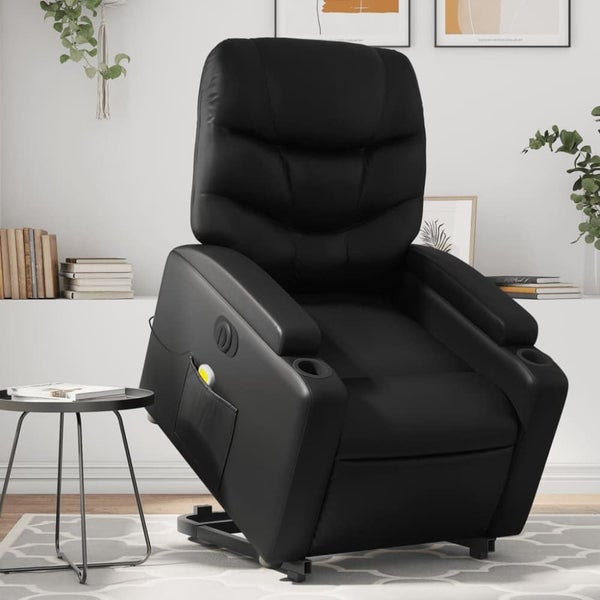 Electric Stand Up Massage Recliner Chair Black Faux Leather Txbpllo Carousel 1