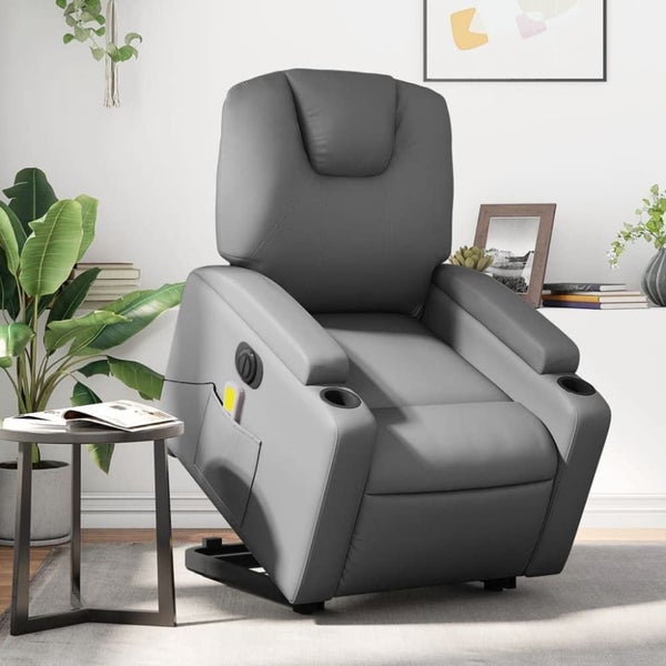 Electric Stand Up Massage Recliner Chair Grey Faux Leather Txbpplt Carousel 1