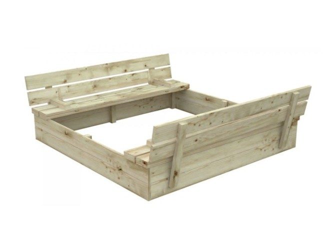 Wooden Sandpit with Seats 1.3m x 1.3m Carousel 1