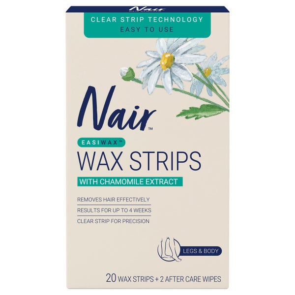 Nair Easiwax Large Wax Strips | Clear Strip | 20 pack | Legs & Body Carousel 1