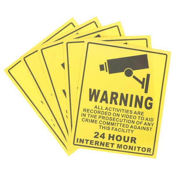 5 Pcs Security Camera Sign Decal Monitored Warning Stickers Video Surveillance Carousel 1