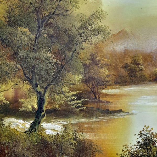 Peaceful forest scene, large oil by Wallock62863858424323111
