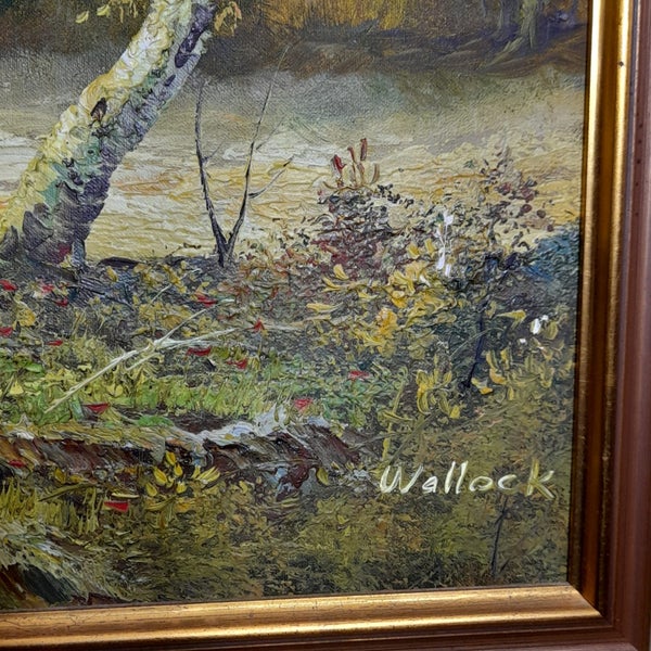 Peaceful forest scene, large oil by Wallock62863858424323113