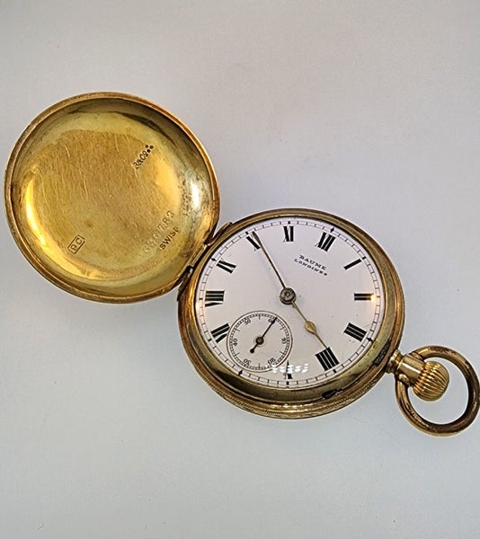 Baume Longines 9ct Yellow Gold Pocket Watch Carousel 1