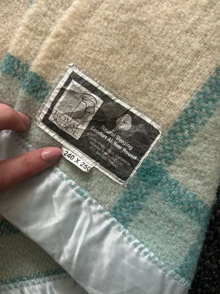 Royal Wool Mint Green Check Superking Blanket Carousel 5