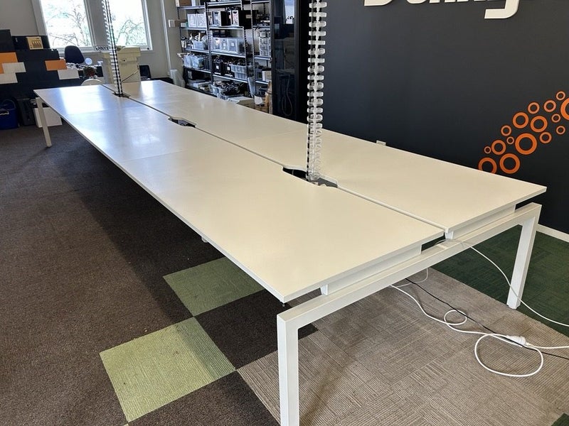 6-Person Back-to-Back White Office Desk – 5400x1600mm (No Screens) Carousel 2