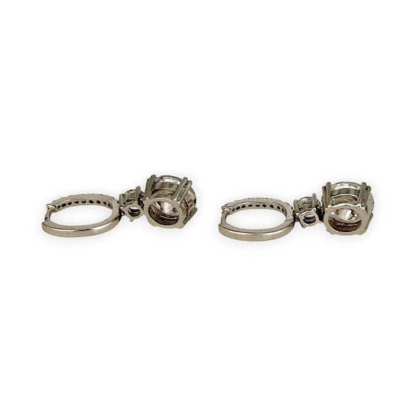 SALE | Sterling Silver Round Cut Exquisite CZ Drop Earrings. R # 61262863232324097111
