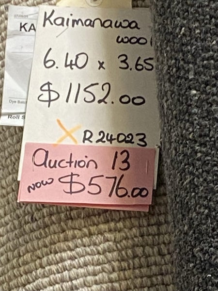 Auction 13 , 6.40 x 3.65 metres Woolen Loop pile carpet. Carousel 1