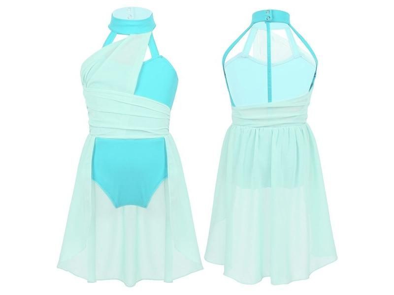 IIXPIN Girls Ballet Dress Lyrical Dance Costume Kids Chiffon Ruched Bodice Carousel 1